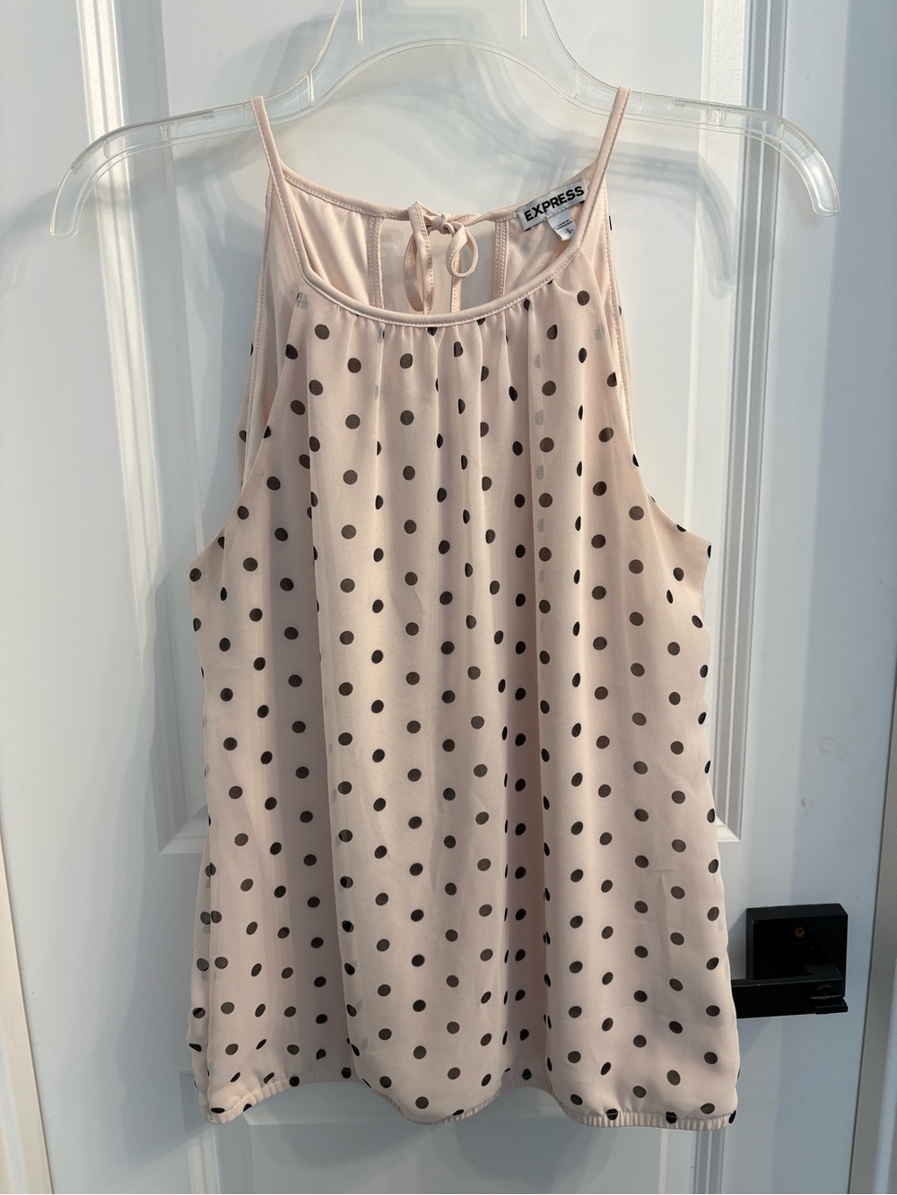 Express Polka Dot Halter Top Blush Pink Size Small Like New - Picture 2 of 5